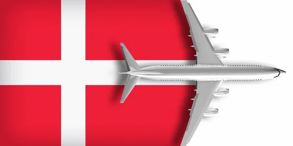 Прапор Данії Літаком Над Ним — стокове фото