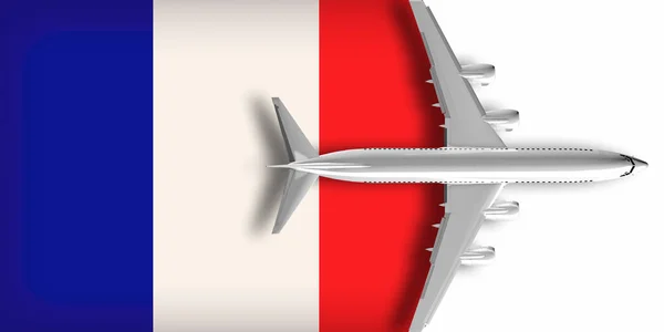 Zászló Franciaország Egy Repülőgép Repül Felette — Stock Fotó