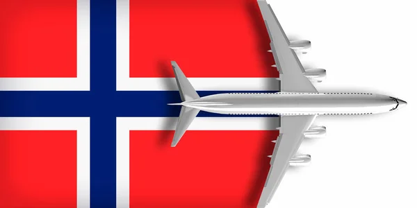 Drapeau Norvège Avec Avion Dessus — Photo