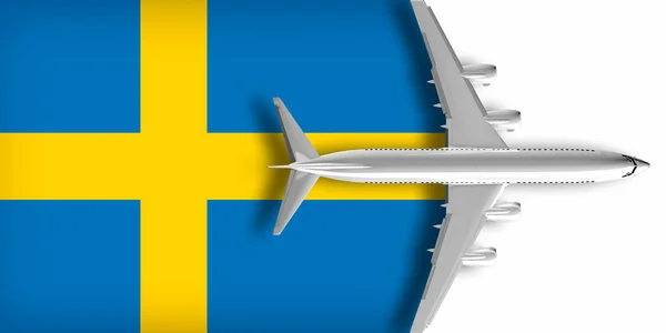 Прапор Швеції Літаком Над Ним — стокове фото