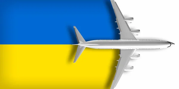 Прапор України Літаком Над Ним Летить — стокове фото