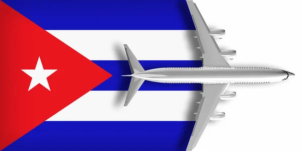 Bandera Cuba Con Avión Volando Sobre Ella —  Fotos de Stock