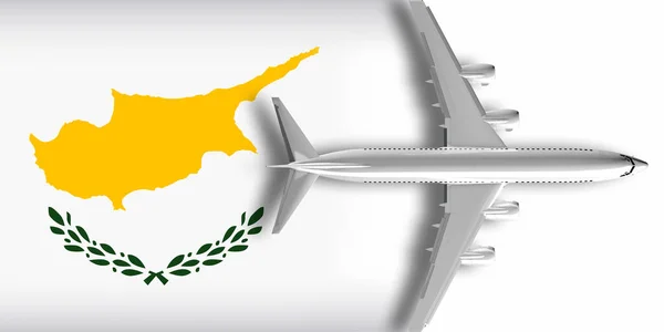 Bandeira Chipre Com Avião Voando Sobre Ele — Fotografia de Stock