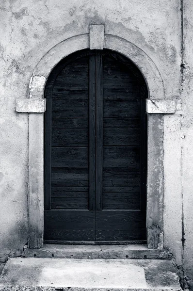 Старовинні Дерев Яні Двері Чорно Білих Тонах Крупним Планом — стокове фото