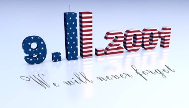 Amerikan Ulusal Vatanseverlik Günü. Amerikan yıldızları, şeritleri ve ulusal renkleri olan Amerikan bayrakları. New York Uluslararası Ticaret Merkezi.