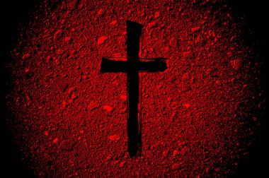 Soyut bir arkaplanda Hıristiyan haçı çizildi.