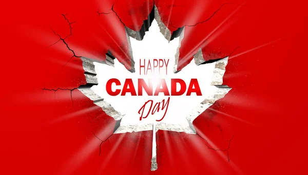 Rendering Theme Canada Day Hole Wall Shape Maple Leaf — Stock Photo, Image