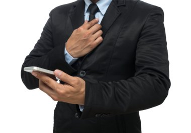 Akıllı telefon kullanan iş adamı