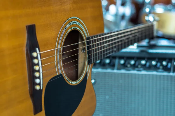 Primer plano Guitarra, concepto musical —  Fotos de Stock