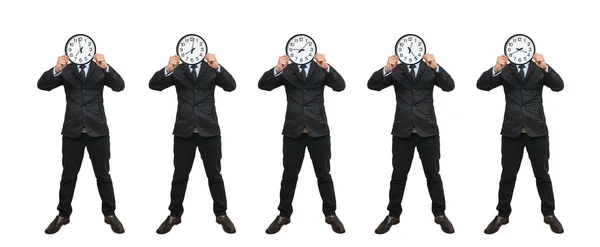 Asian businessmen holding clocks — Stock Photo, Image