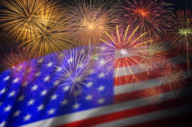 Güzel çok renkli havai fişek