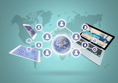 Dünya Haritası üzerinde teknoloji vasiyetle