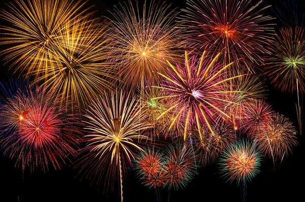 New years colorful fireworks — Stock Photo, Image