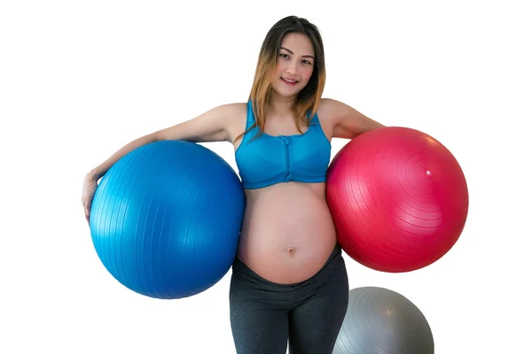 Pregnant female do exercise — Stock Photo, Image