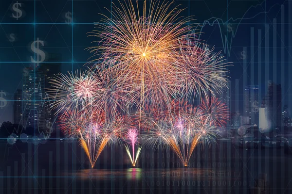 Beautiful Multicolor Fireworks — Stock fotografie