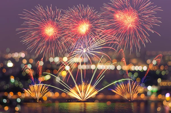 New years colorful fireworks — Stock Photo, Image