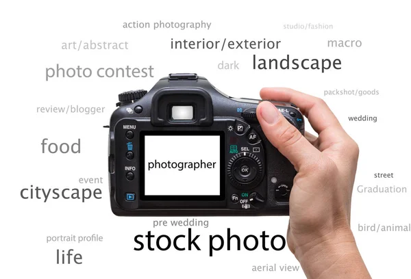 Hand holding the camera — Stock Photo, Image