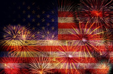 Amerika Birleşik Devlet üzerinde havai fişek kutlayın 