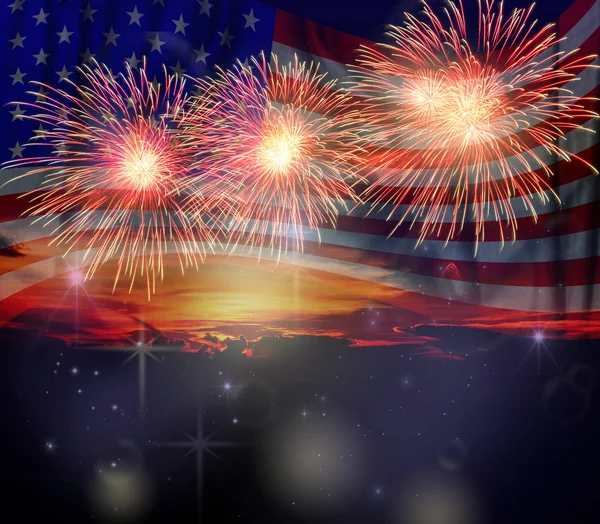 Fireworks Celebrate over the United state of America — Stock Photo, Image