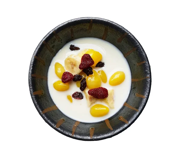 Ontbijt eten van soja melk — Stockfoto