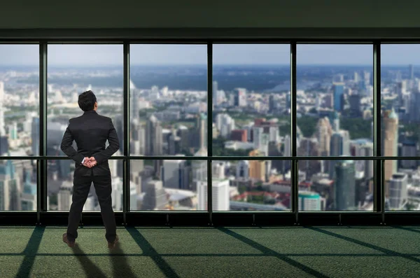 Businessman looking megalopolis — Stock Photo, Image