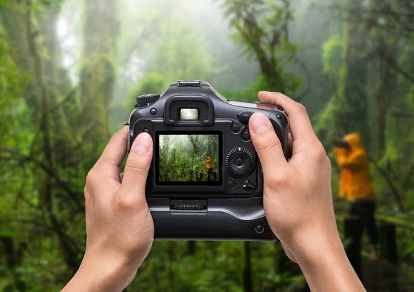 Hände, die die Kamera halten — Stockfoto