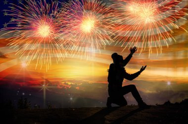 çok renkli havai fişek adam silüeti