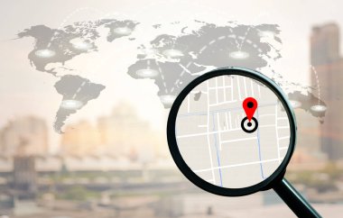 Büyüteç camı zomming navigator harita