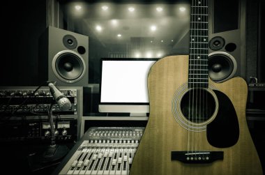 Gitar müzik stüdyo arka plan üzerinde