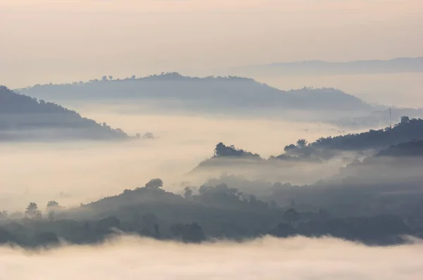 Hora s mlhou krajina — Stock fotografie