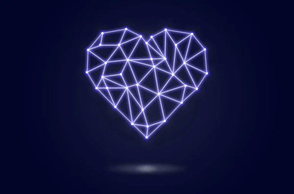 Polygonal hjärta form skriva av linjer — Stockfoto
