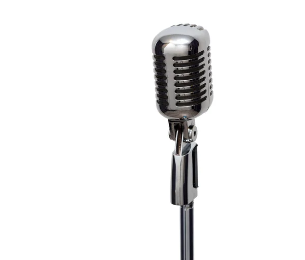 Microfone retro no fundo branco — Fotografia de Stock