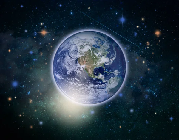 Blue planet earth and star — Stock Photo, Image