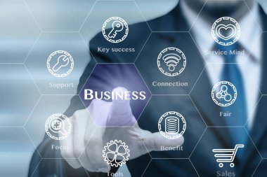 İş simge dokunmadan işadamı 