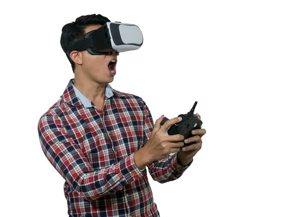 sian man wearing virtual reality