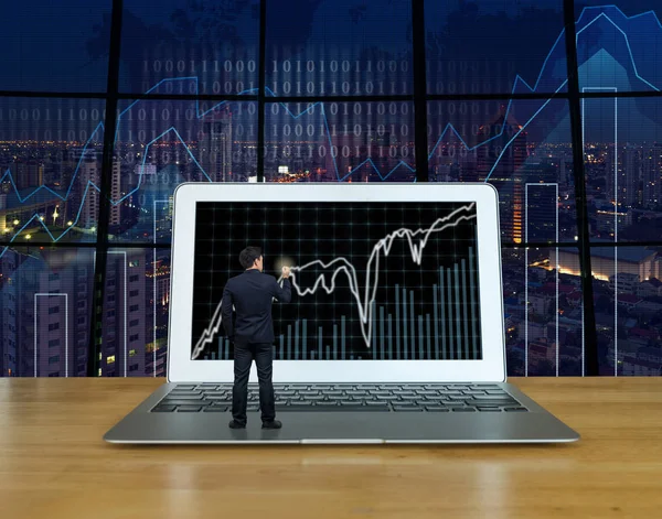 Businessman standing over the computer laptop — Stock Photo, Image