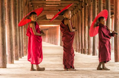 Üç Budist acemiler