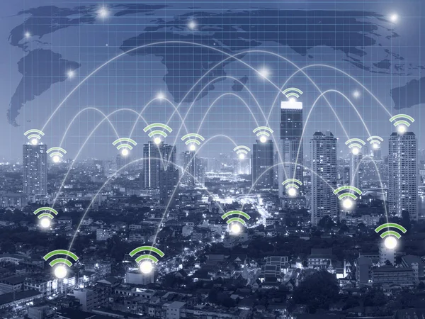 Nätverk Förbindelseledning mellan byggnader — Stockfoto