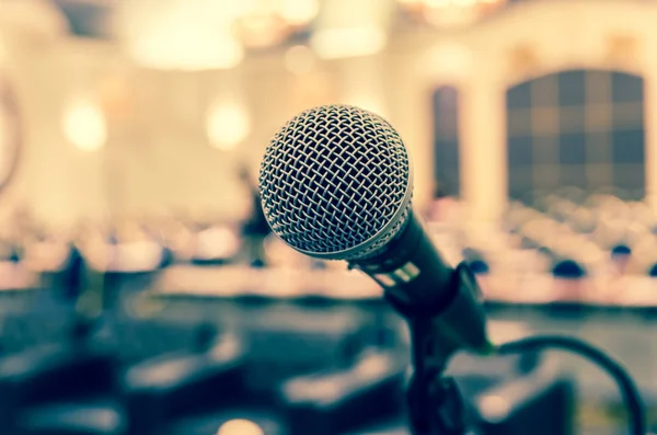 Microphone over the Abstract blurred photo — Stock Photo, Image