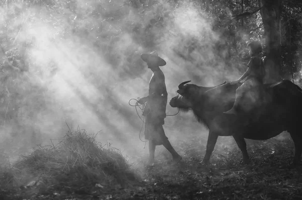 Ásia idade homem andando com menina — Fotografia de Stock