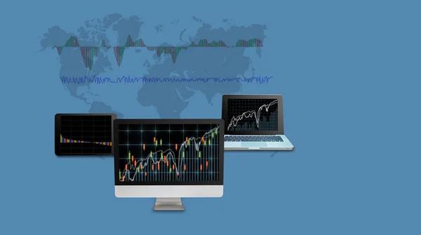 Stock exchange market trading graph — Stock Photo, Image
