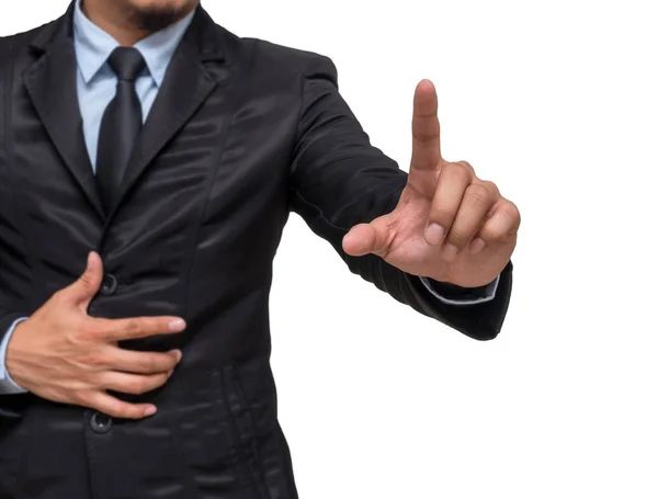 Empresario tocando fondo blanco — Foto de Stock