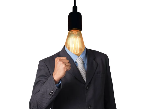 Empresario con lámpara en lugar de la cabeza — Foto de Stock