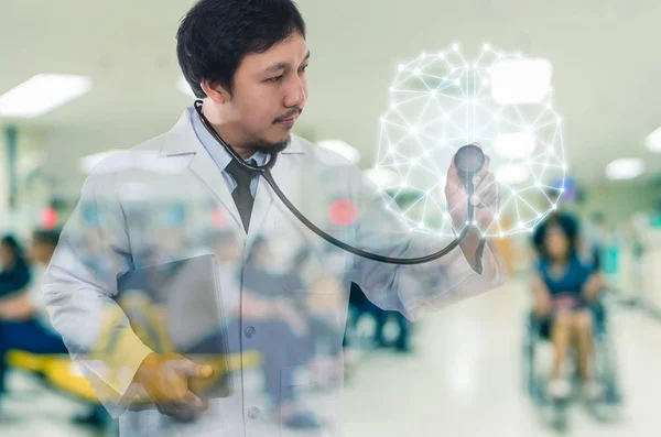 Asian Doctor with the stethoscope — Stock Photo, Image