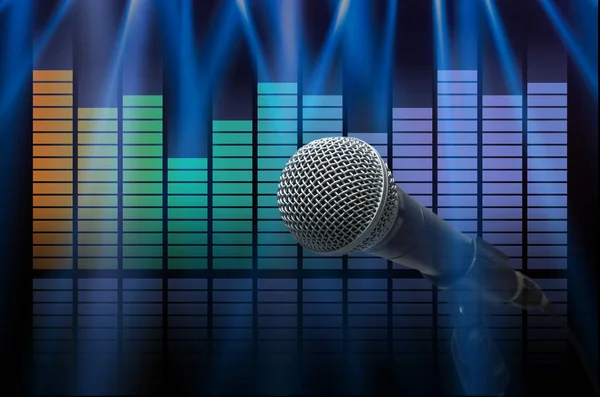 Microphone over equalizer background — Stock Photo, Image