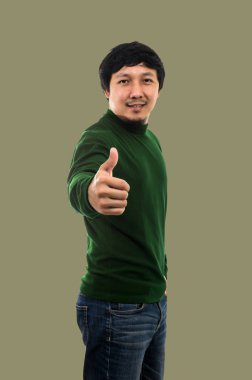 Asian guy wearing long t-shirt  clipart