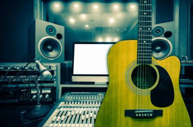 Gitar müzik stüdyo arka plan üzerinde