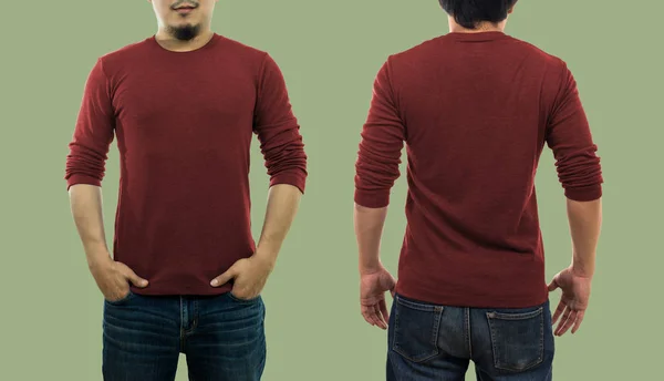 Ασία άντρας φορώντας μακρύ μπλουζάκι — Φωτογραφία Αρχείου