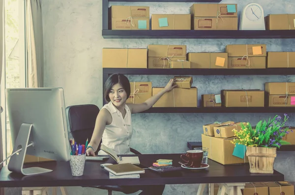 Young businesswoman work at home