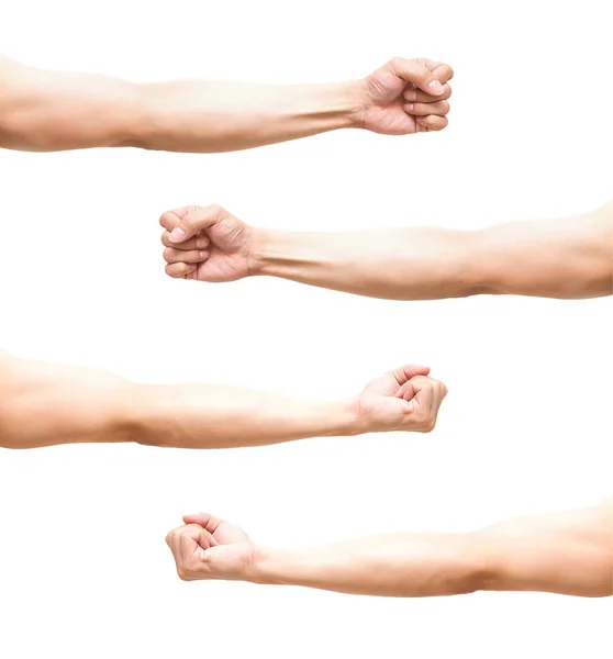 Набор человеческих рук со сжатыми кулаками — стоковое фото